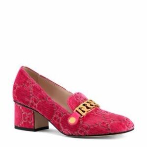 Gucci Women’s Sylvie Mid-Heel Monogram Velvet Pumps